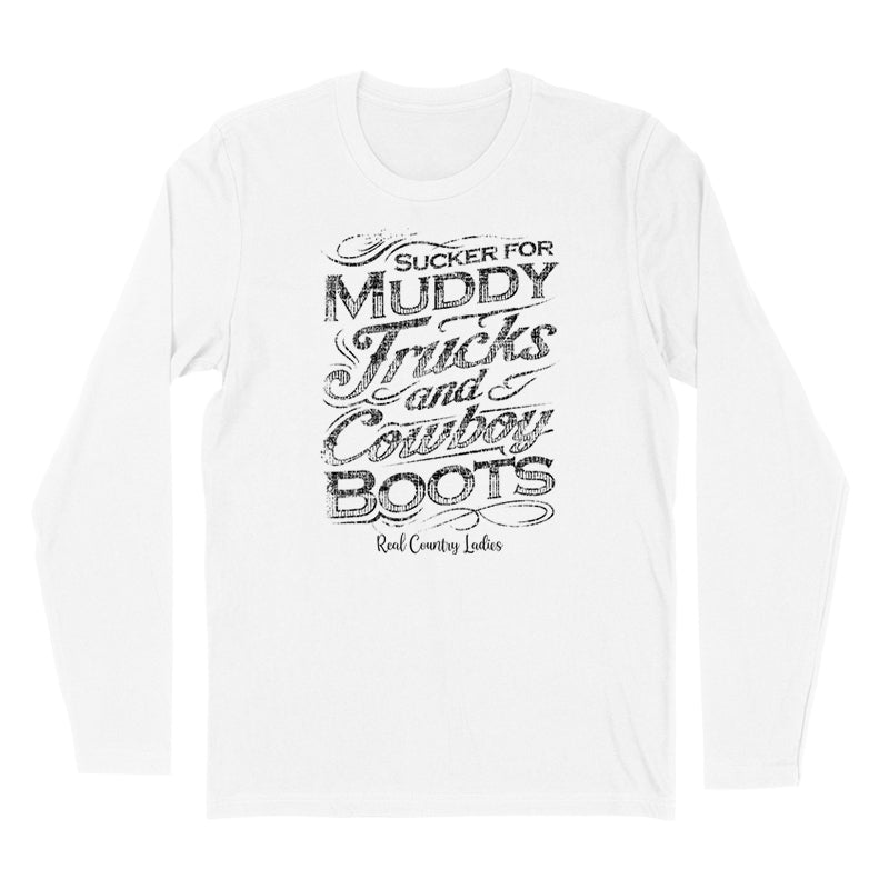 Blowout | Muddy Trucks And Cowboy Boots Black Print Hoodies & Long Sleeves