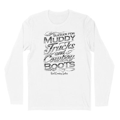 Blowout | Muddy Trucks And Cowboy Boots Black Print Hoodies & Long Sleeves