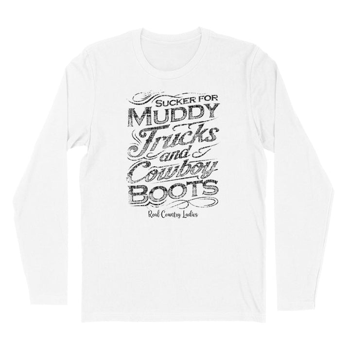 Black Friday | Muddy Trucks And Cowboy Boots Black Print Hoodies & Long Sleeves