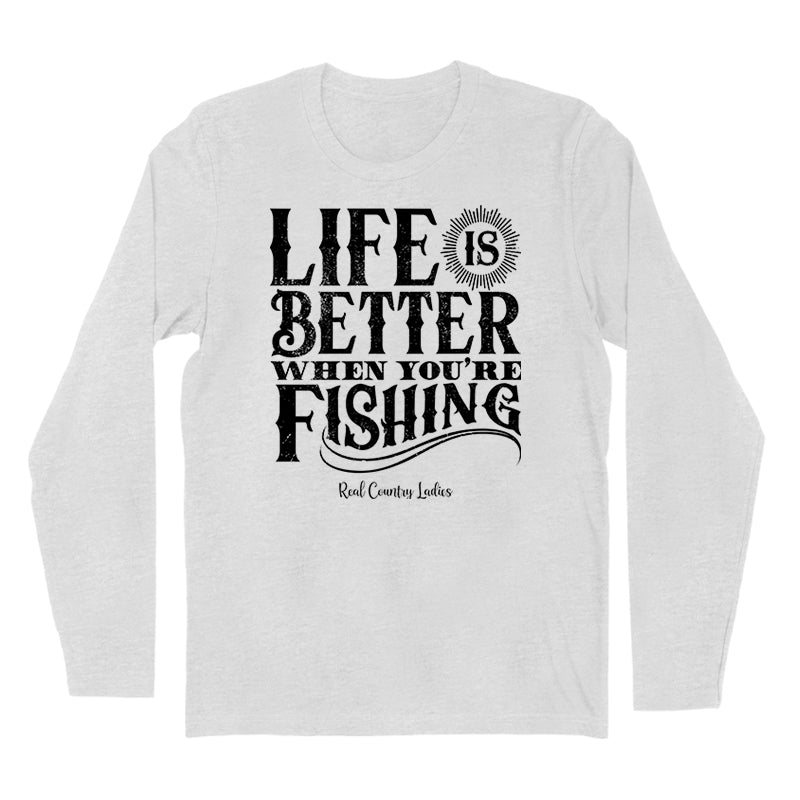 Blowout | Life Is Better When You're Fishing Black Print Hoodies & Long Sleeves