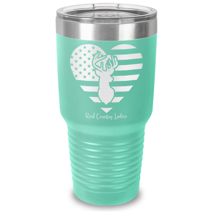 Black Friday | Flag Heart Deer Laser Etched Tumbler