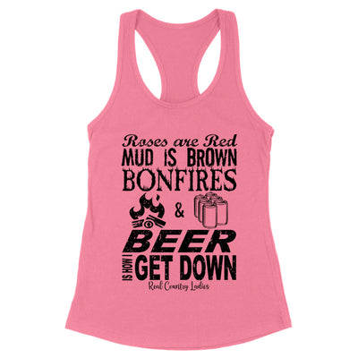 Blowout |  Bonfires And Beer Black Print Front Apparel