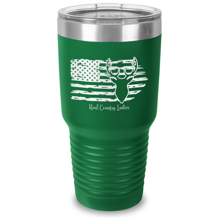 Black Friday | Deer USA Flag Laser Etched Tumbler