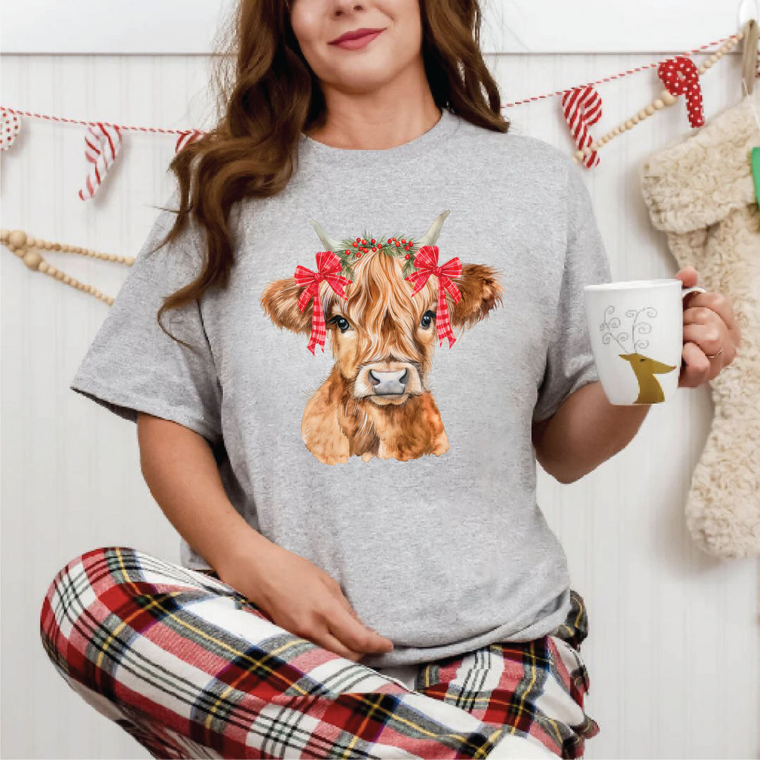 Christmas Highland Cow Tees