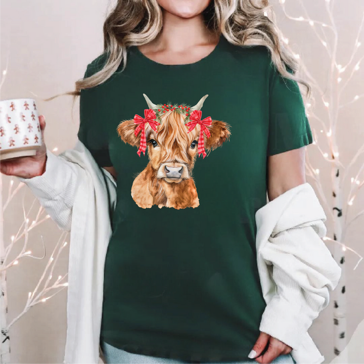 Christmas Highland Cow Tees