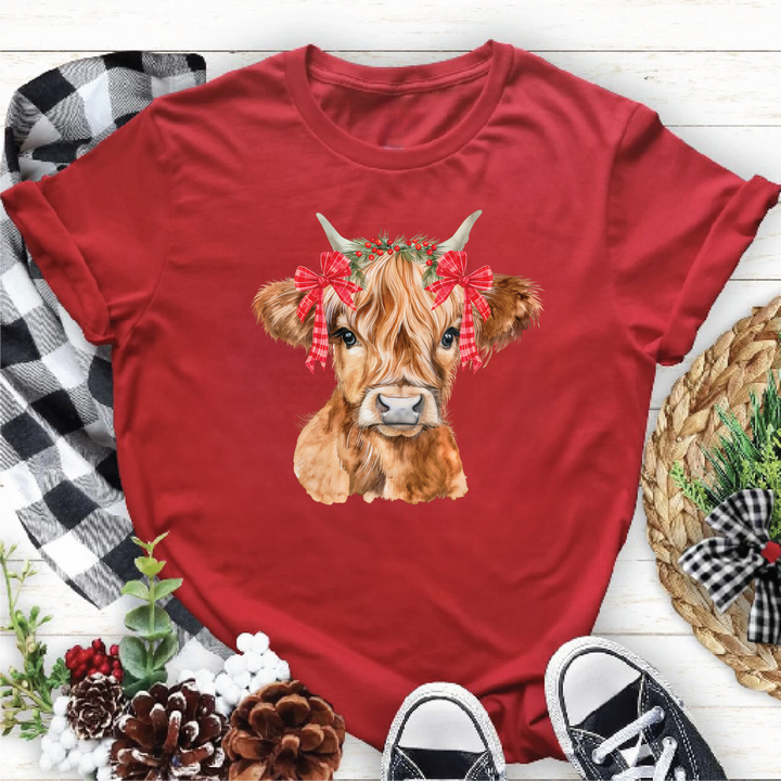 Christmas Highland Cow Tees