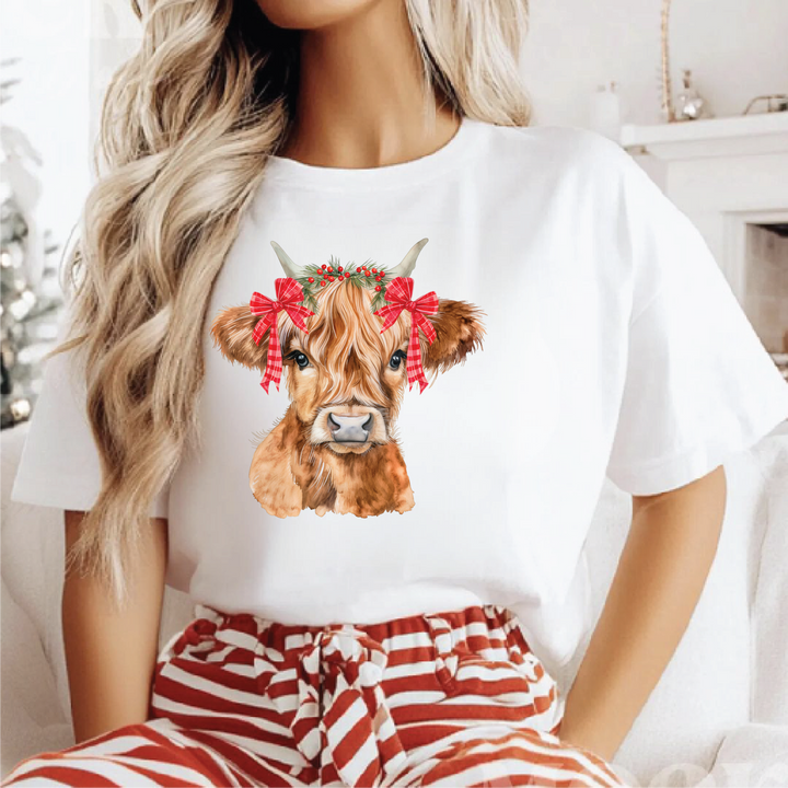 Christmas Highland Cow Tees