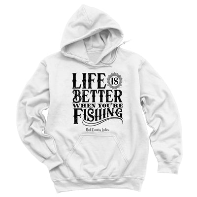 Blowout | Life Is Better When You're Fishing Black Print Hoodies & Long Sleeves