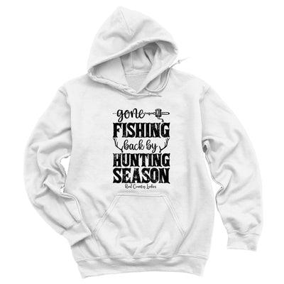 Blowout | Gone Fishing Back By Hunting Season Black Print Hoodies & Long Sleeves