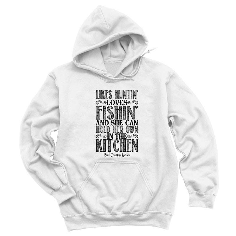 Blowout | Likes Huntin' Loves Fishin' Black Print Hoodies & Long Sleeves