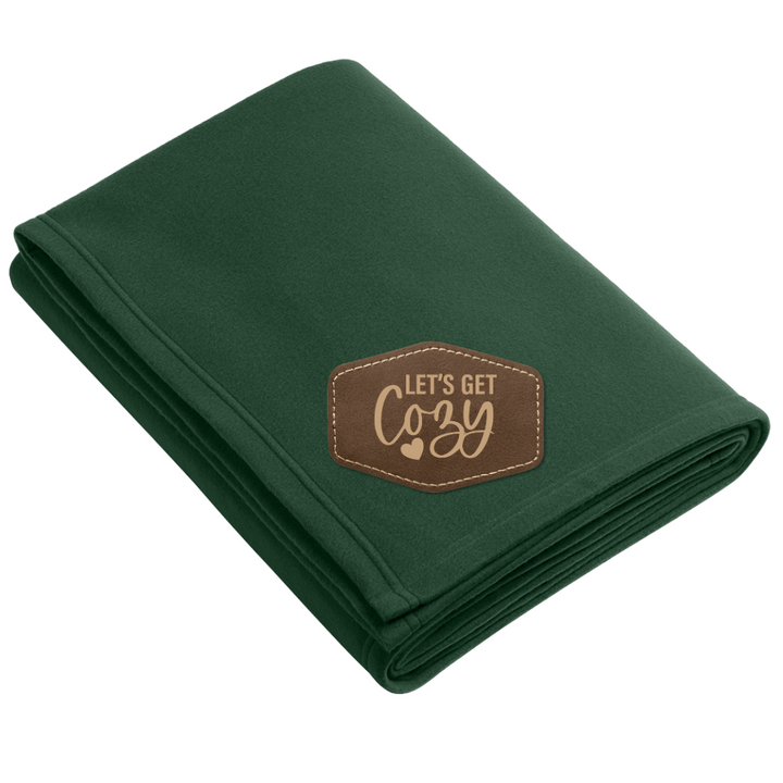 Let's Get Cozy Fleece Blanket With Leather Patch