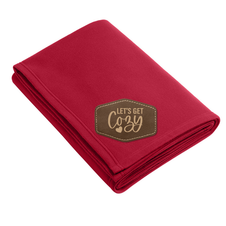 Let's Get Cozy Fleece Blanket With Leather Patch