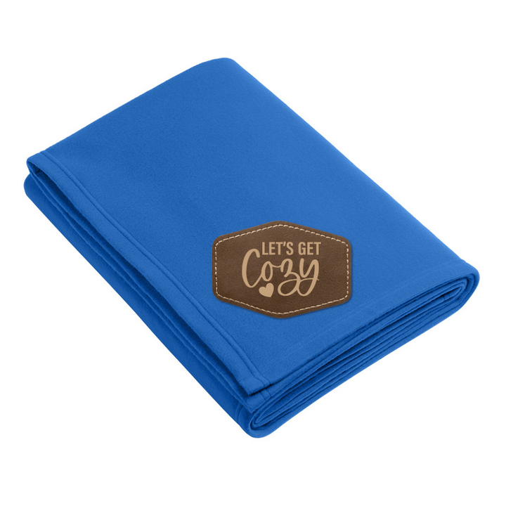 Let's Get Cozy Fleece Blanket With Leather Patch