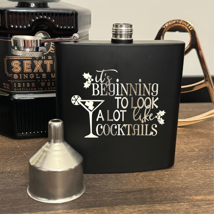 It's Beginning To Look A Lot Like Cocktails 6oz Flask