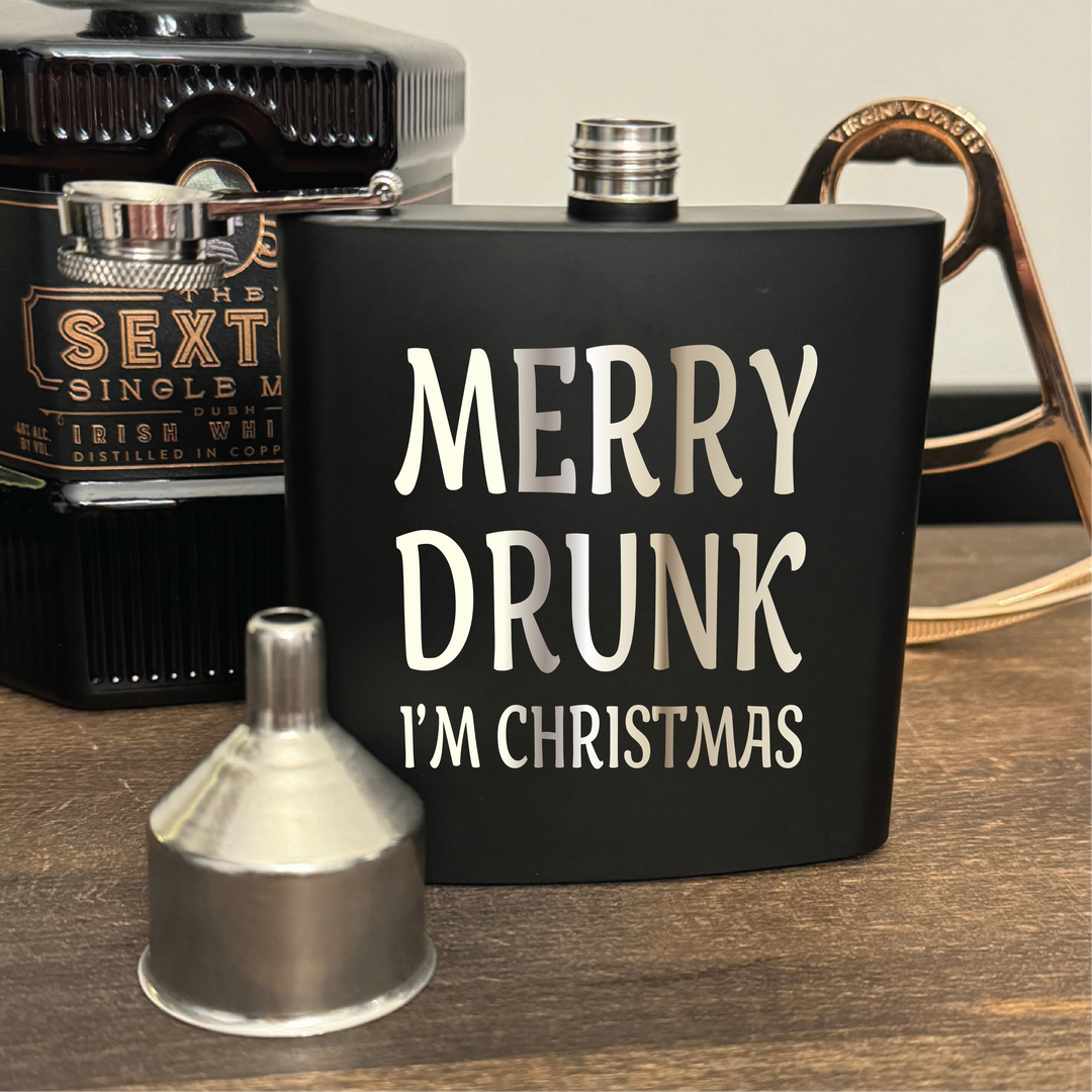 Merry Drunk I'm Christmas 6oz Flask