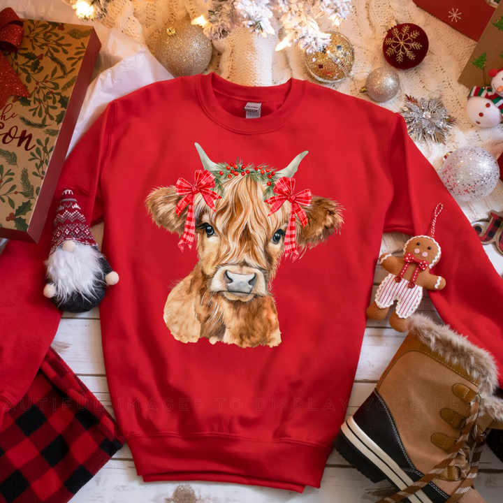 Christmas Highland Cow Sweatshirts