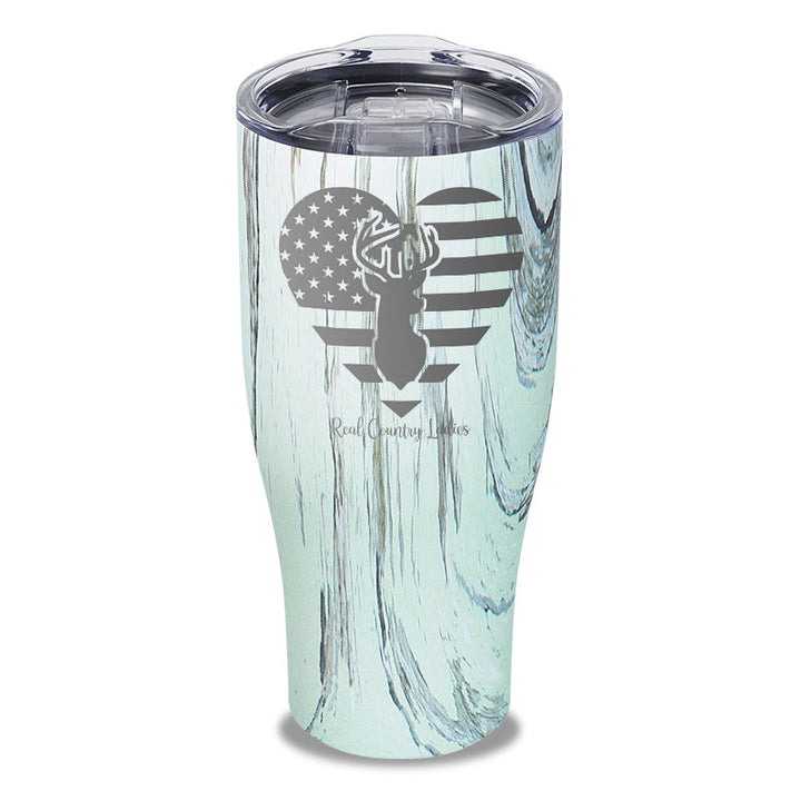 Black Friday | Flag Heart Deer Laser Etched Tumbler