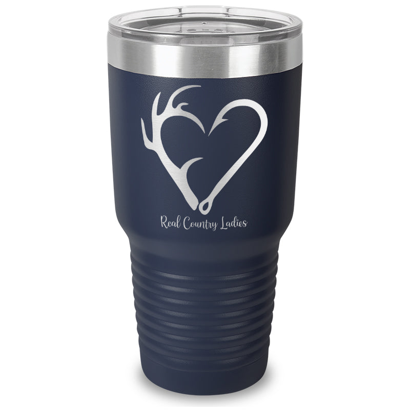 Black Friday | Hunting Fishing Heart Laser Etched Tumbler