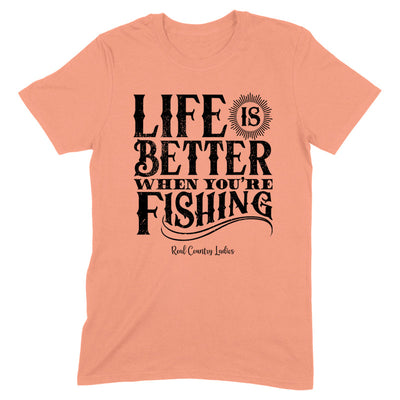 Blowout |  Life Is Better When You're Fishing Black Print Front Apparel