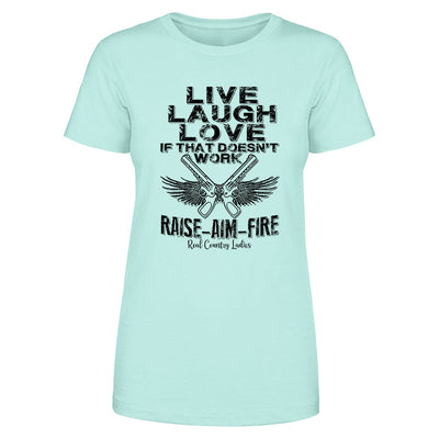 Blowout |  Raise Aim Fire Black Print Front Apparel