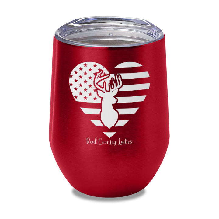 Black Friday | Flag Heart Deer Laser Etched Tumbler