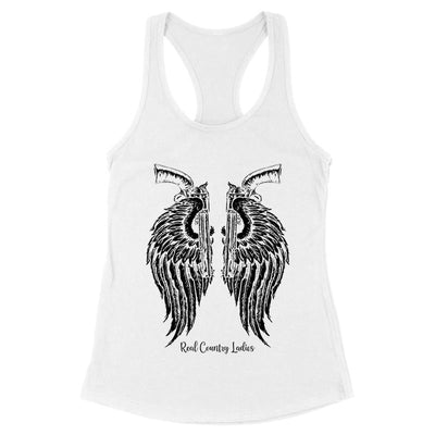 Blowout |  Angel Wings Revolvers Black Print Front Apparel