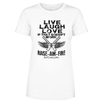 Blowout |  Raise Aim Fire Black Print Front Apparel