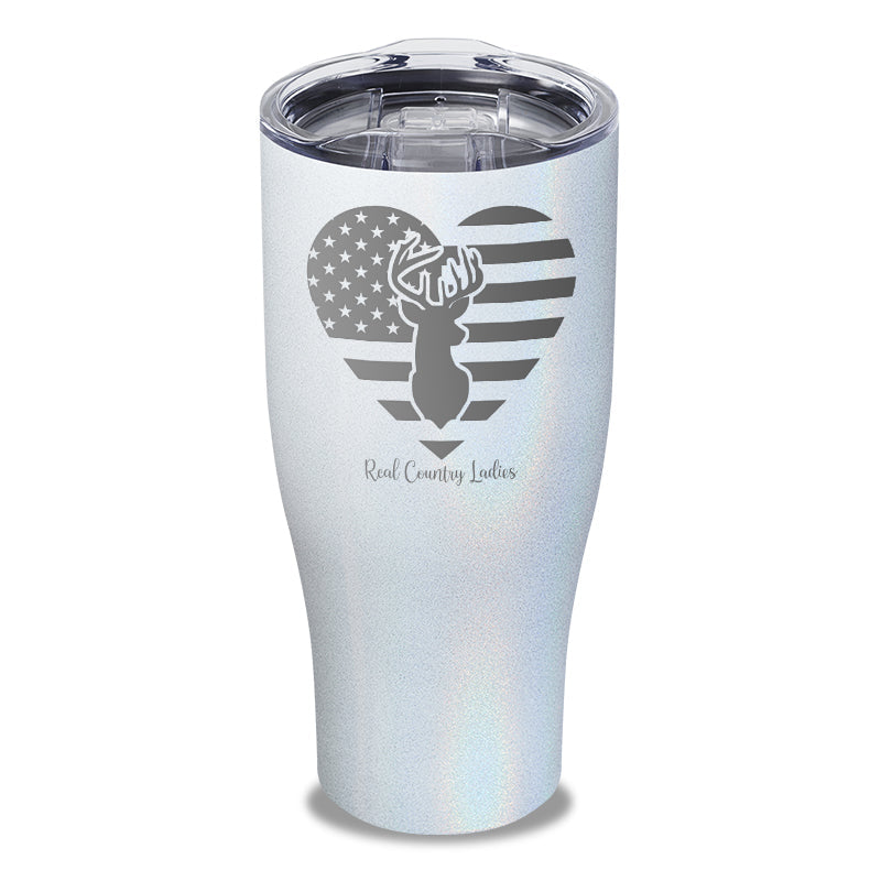 Black Friday | Flag Heart Deer Laser Etched Tumbler