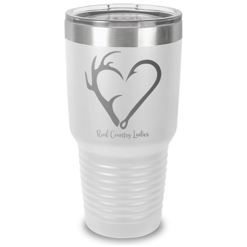 Black Friday | Hunting Fishing Heart Laser Etched Tumbler