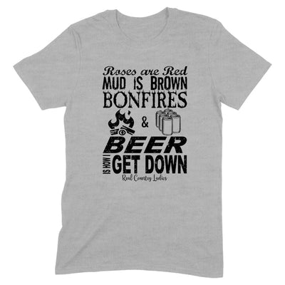 Blowout |  Bonfires And Beer Black Print Front Apparel