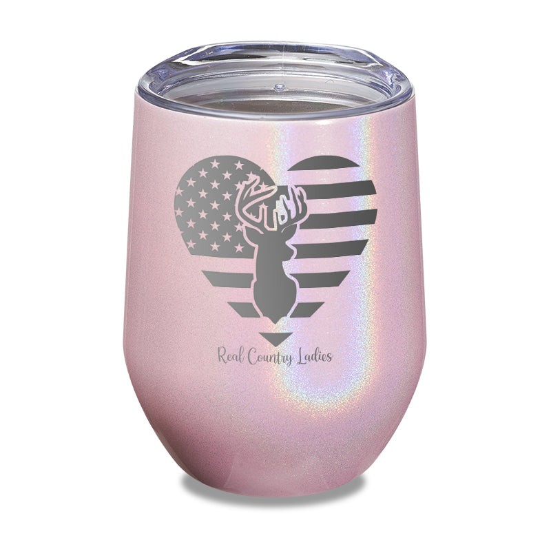 Black Friday | Flag Heart Deer Laser Etched Tumbler