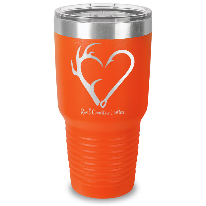 Black Friday | Hunting Fishing Heart Laser Etched Tumbler