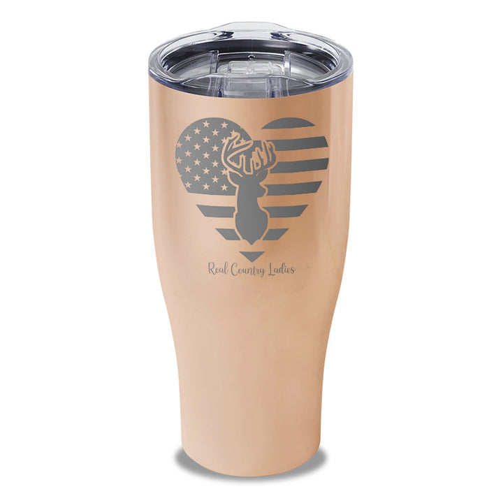 Black Friday | Flag Heart Deer Laser Etched Tumbler