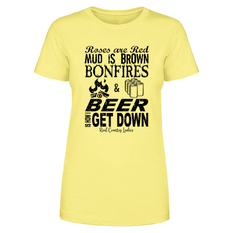 Blowout |  Bonfires And Beer Black Print Front Apparel