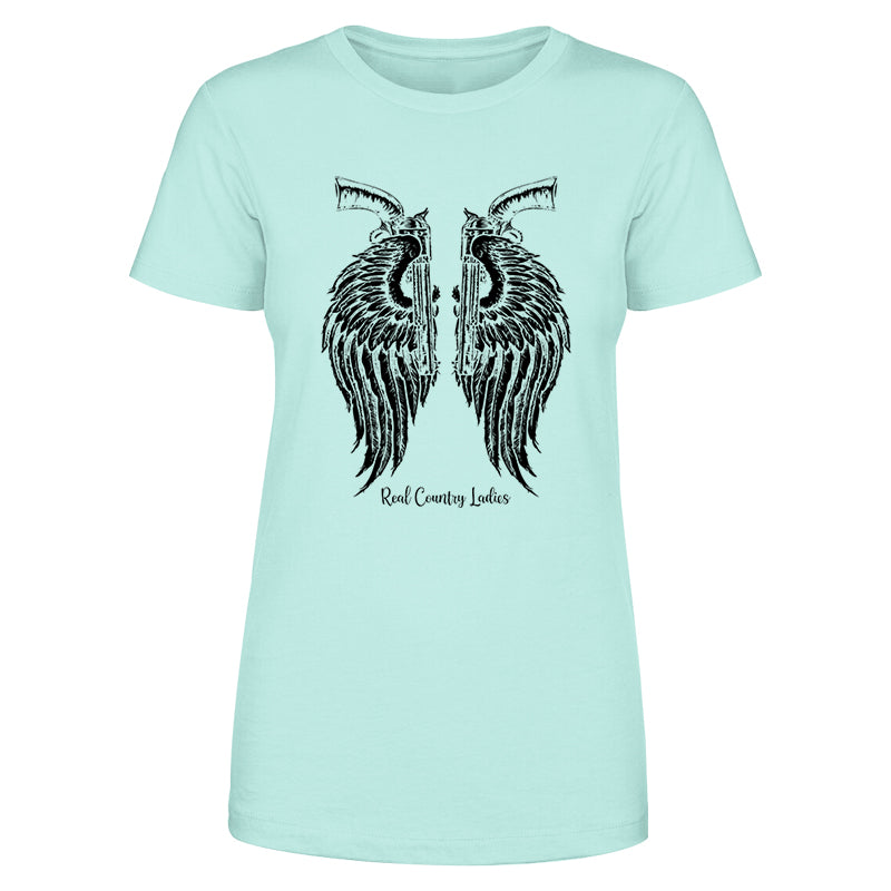 Black Friday | Angel Wings Revolvers Black Print Front Apparel