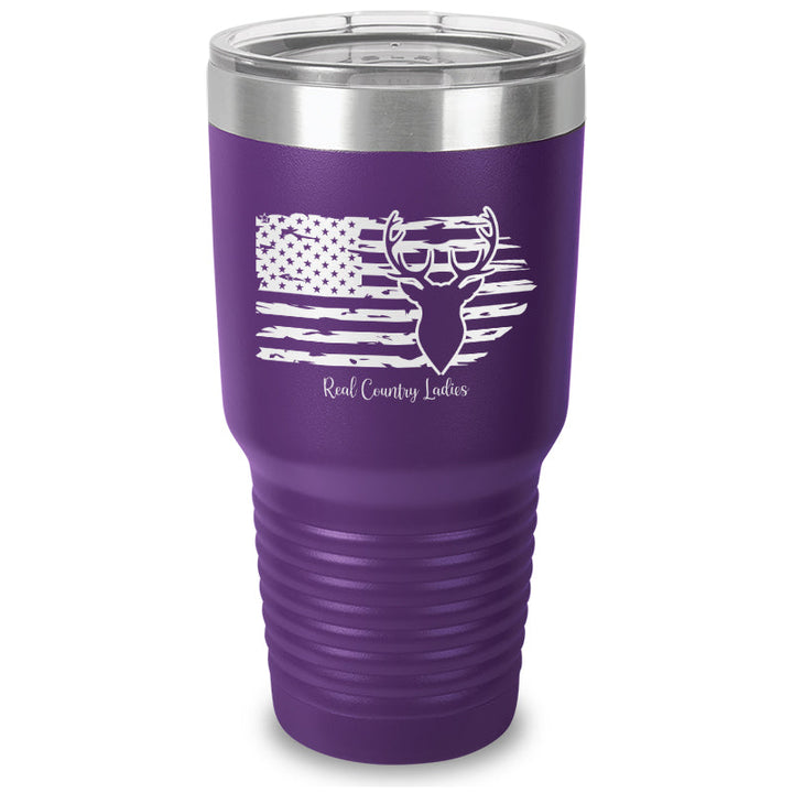 Black Friday | Deer USA Flag Laser Etched Tumbler