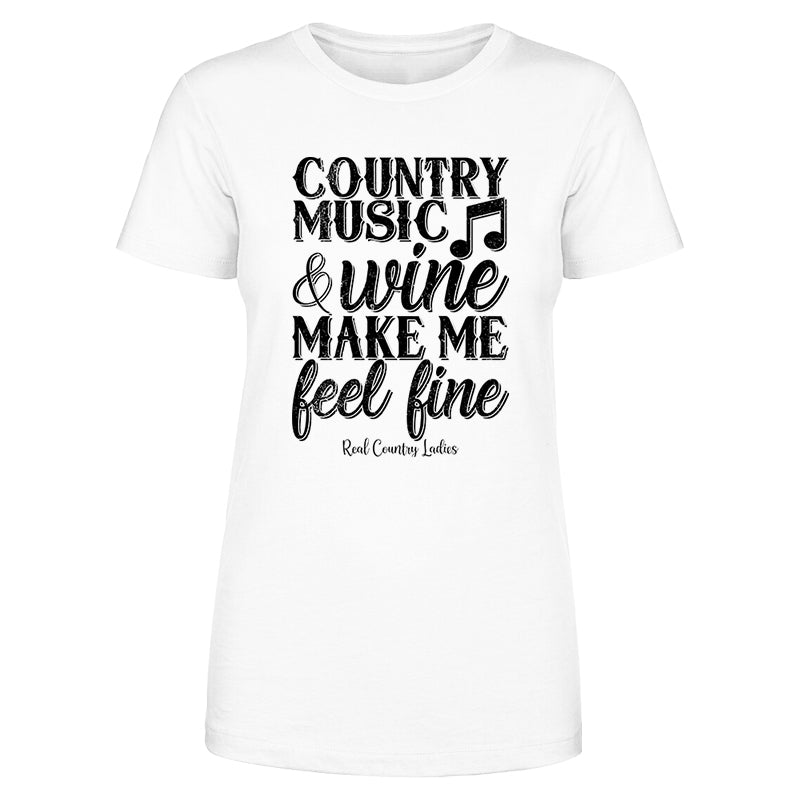 Blowout |  Country Music And Wine Black Print Front Apparel