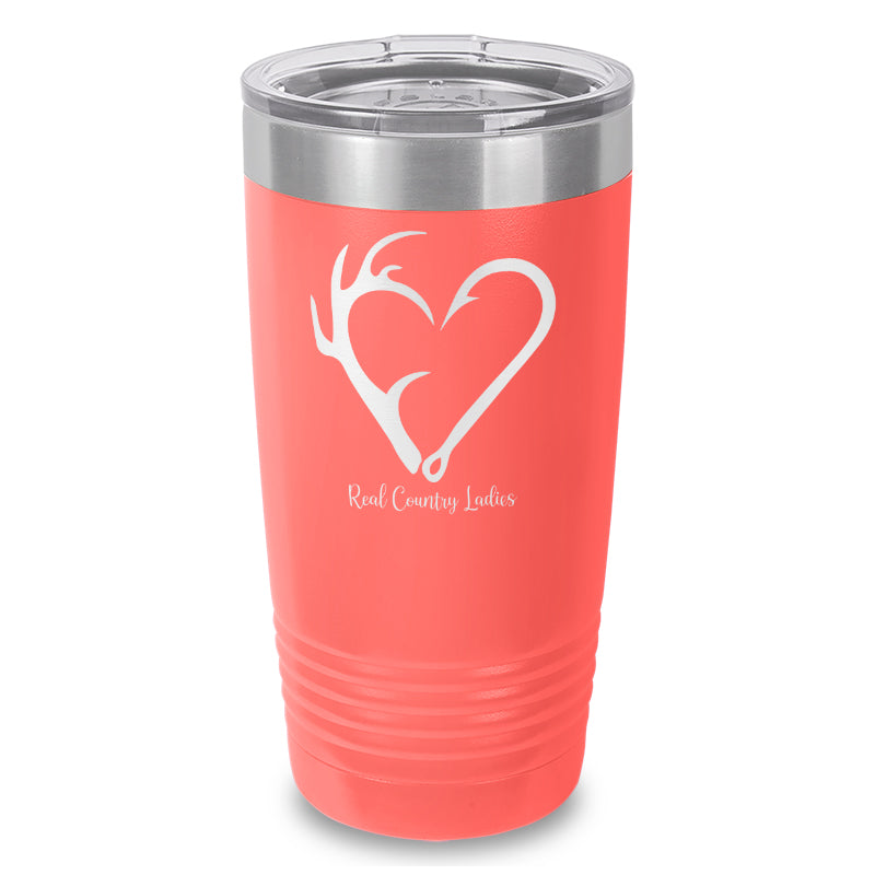 Black Friday | Hunting Fishing Heart Laser Etched Tumbler