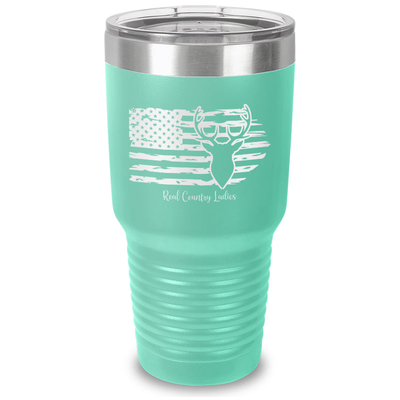 Black Friday | Deer USA Flag Laser Etched Tumbler