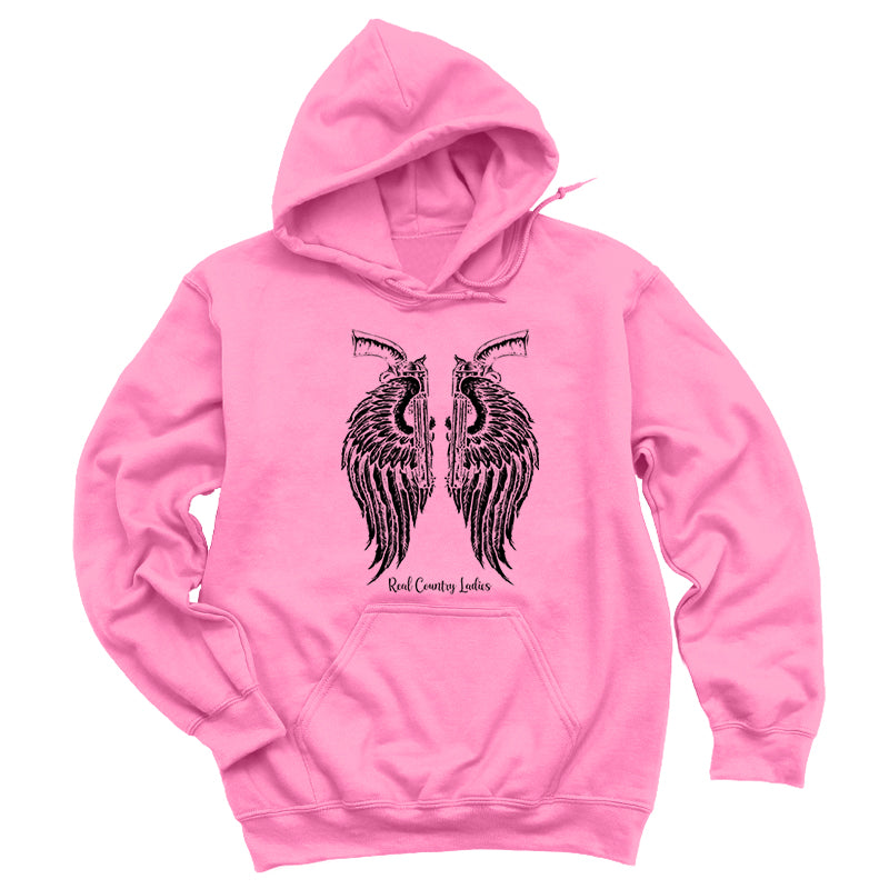 Blowout | Angel Wings Revolver Black Print Hoodies & Long Sleeves