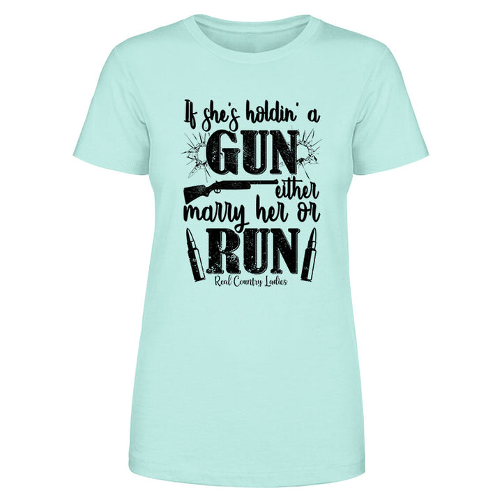 Black Friday | If She's Holdin' A Gun Black Print Front Apparel