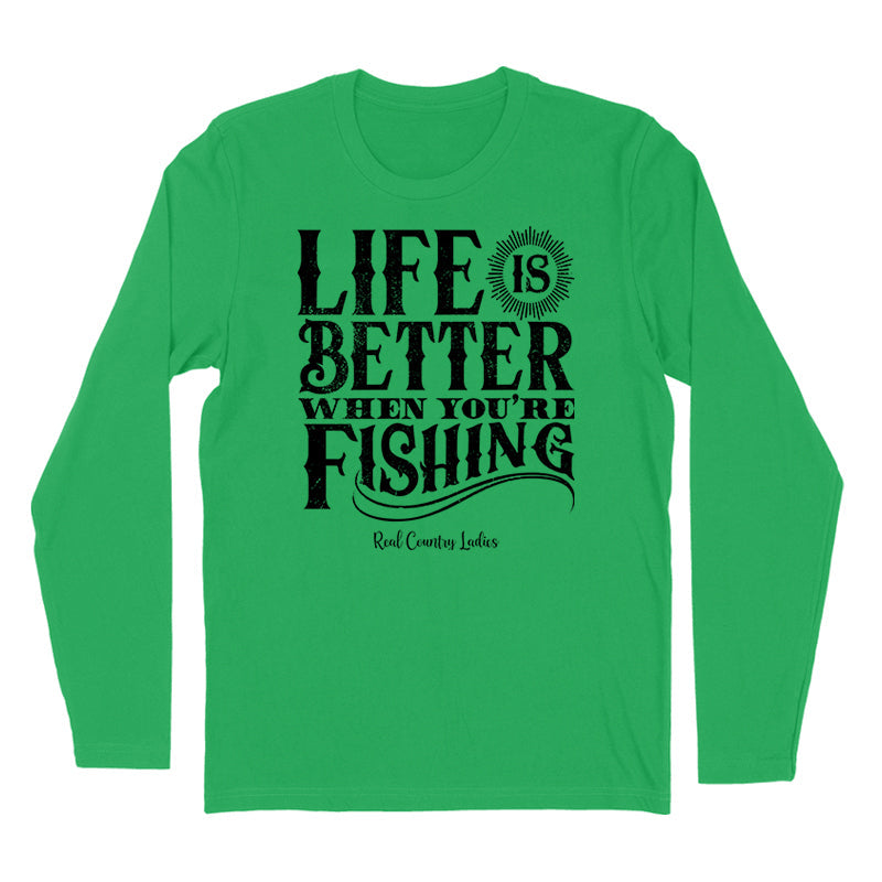 Blowout | Life Is Better When You're Fishing Black Print Hoodies & Long Sleeves