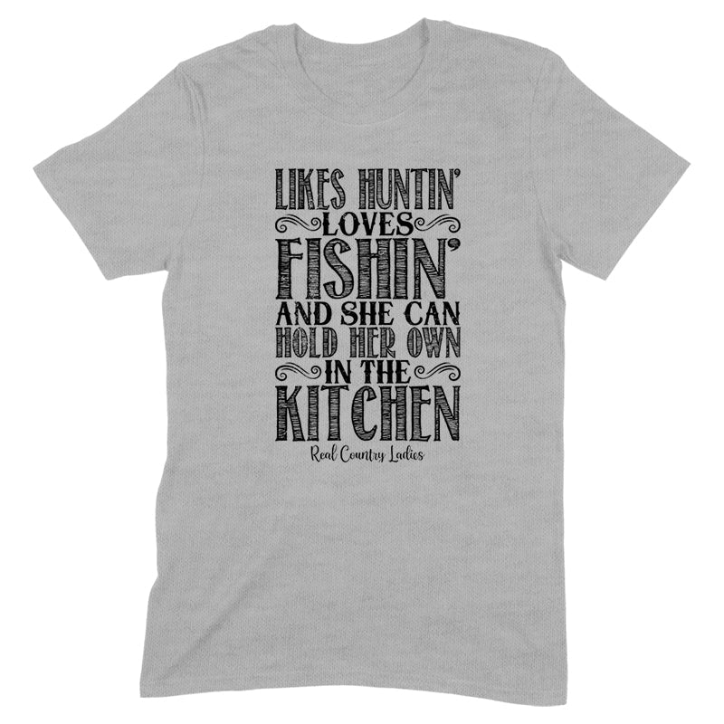 Black Friday | Likes Huntin' Loves Fishin' Black Print Front Apparel