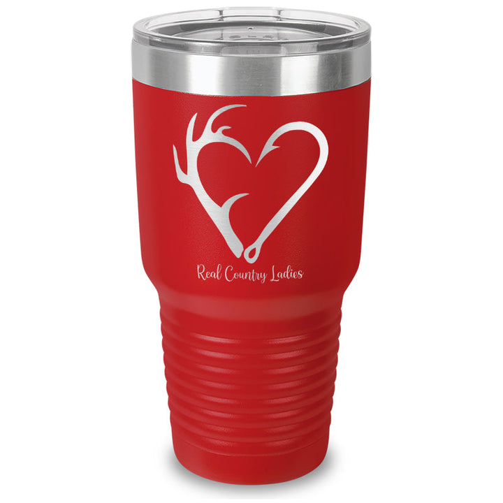 Black Friday | Hunting Fishing Heart Laser Etched Tumbler