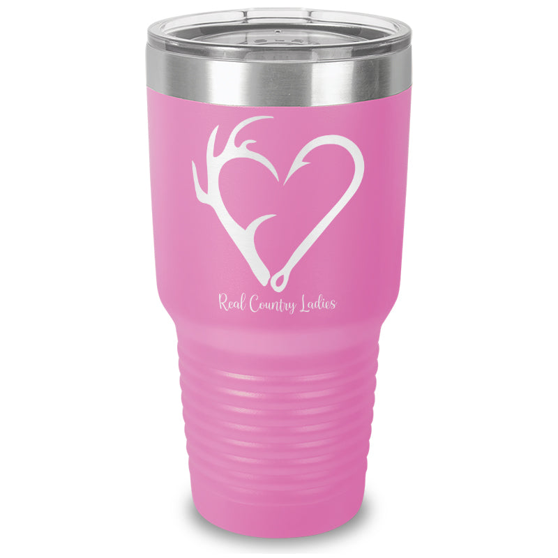 Black Friday | Hunting Fishing Heart Laser Etched Tumbler