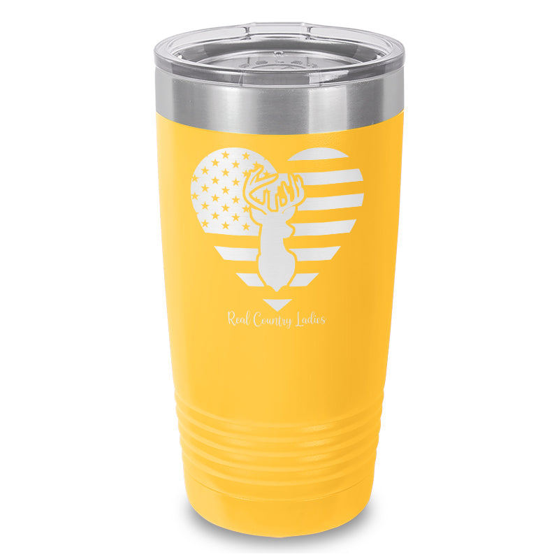 Black Friday | Flag Heart Deer Laser Etched Tumbler