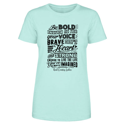 Blowout |  Bold Brave And Strong Black Print Front Apparel