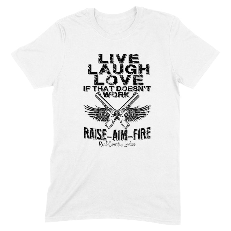 Blowout |  Raise Aim Fire Black Print Front Apparel