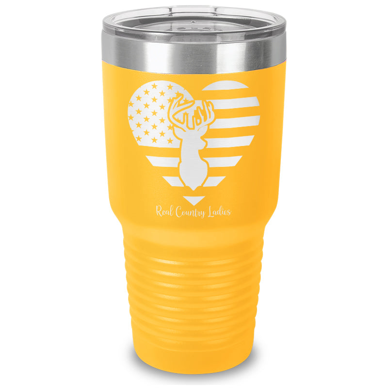 Black Friday | Flag Heart Deer Laser Etched Tumbler