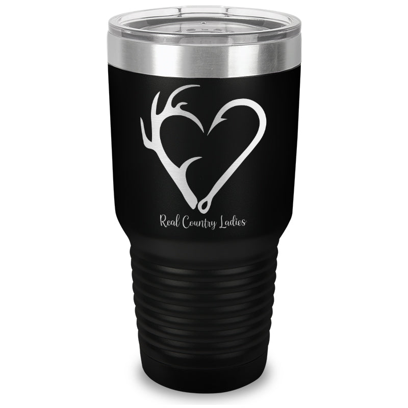 Black Friday | Hunting Fishing Heart Laser Etched Tumbler